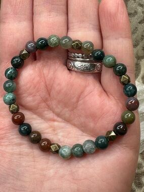 India Agate Crystal Gemstone Stretch Bracelet Natural Healing Energy